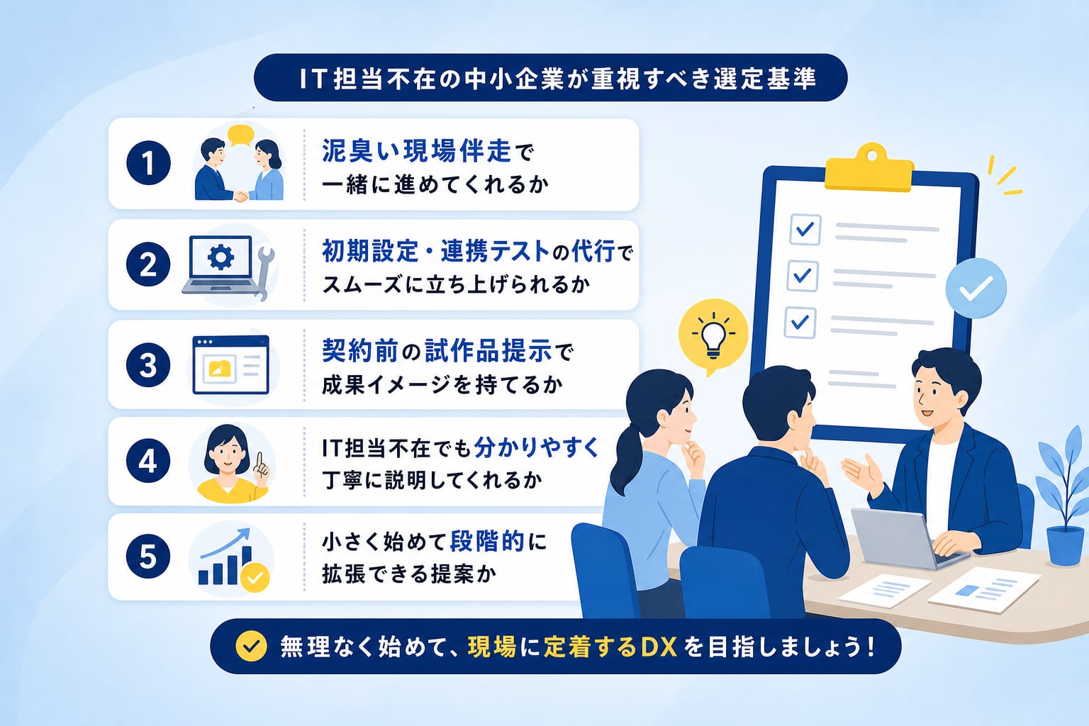 IT担当不在の中小企業はDXコンサルをどう選ぶべきか?