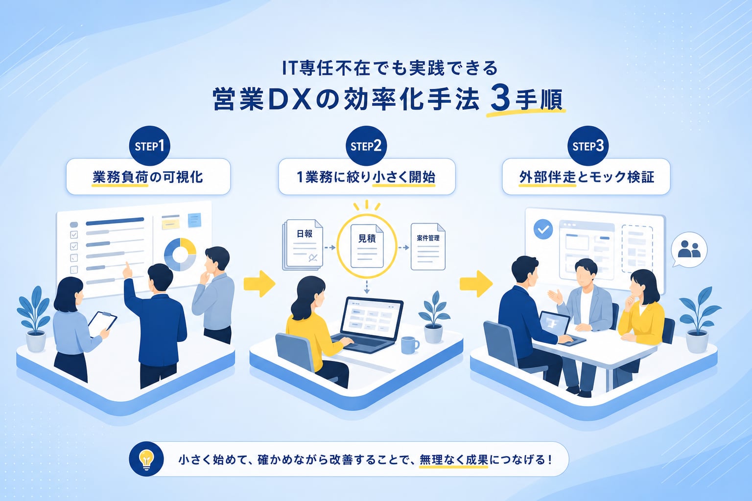 IT専任不在でも実践できる営業DXの効率化手法3手順とは？